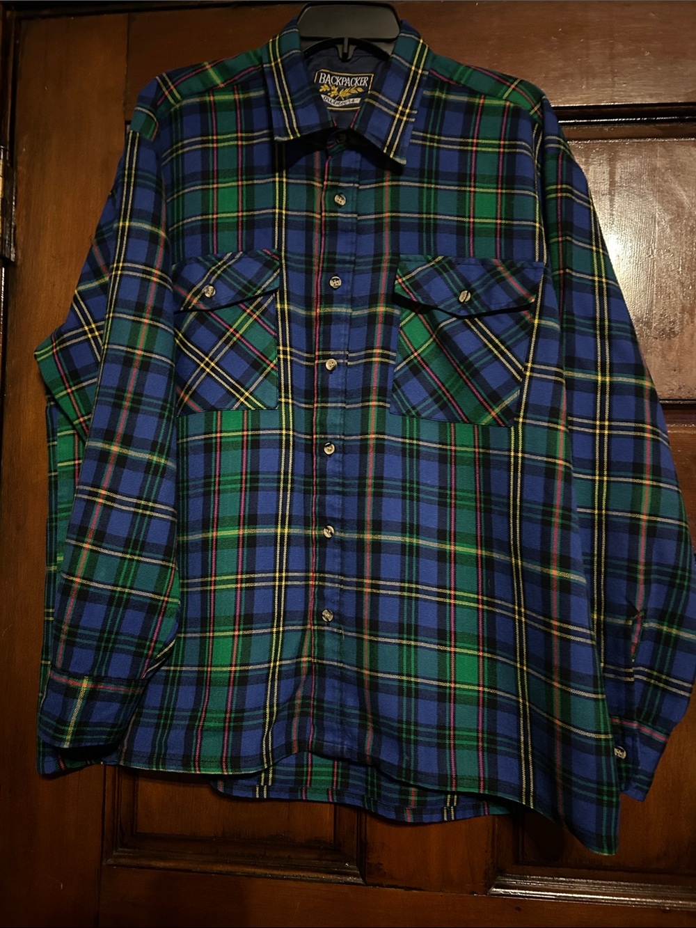 Backpacker Men's Blue & Green Plaid Button-Down Shirt